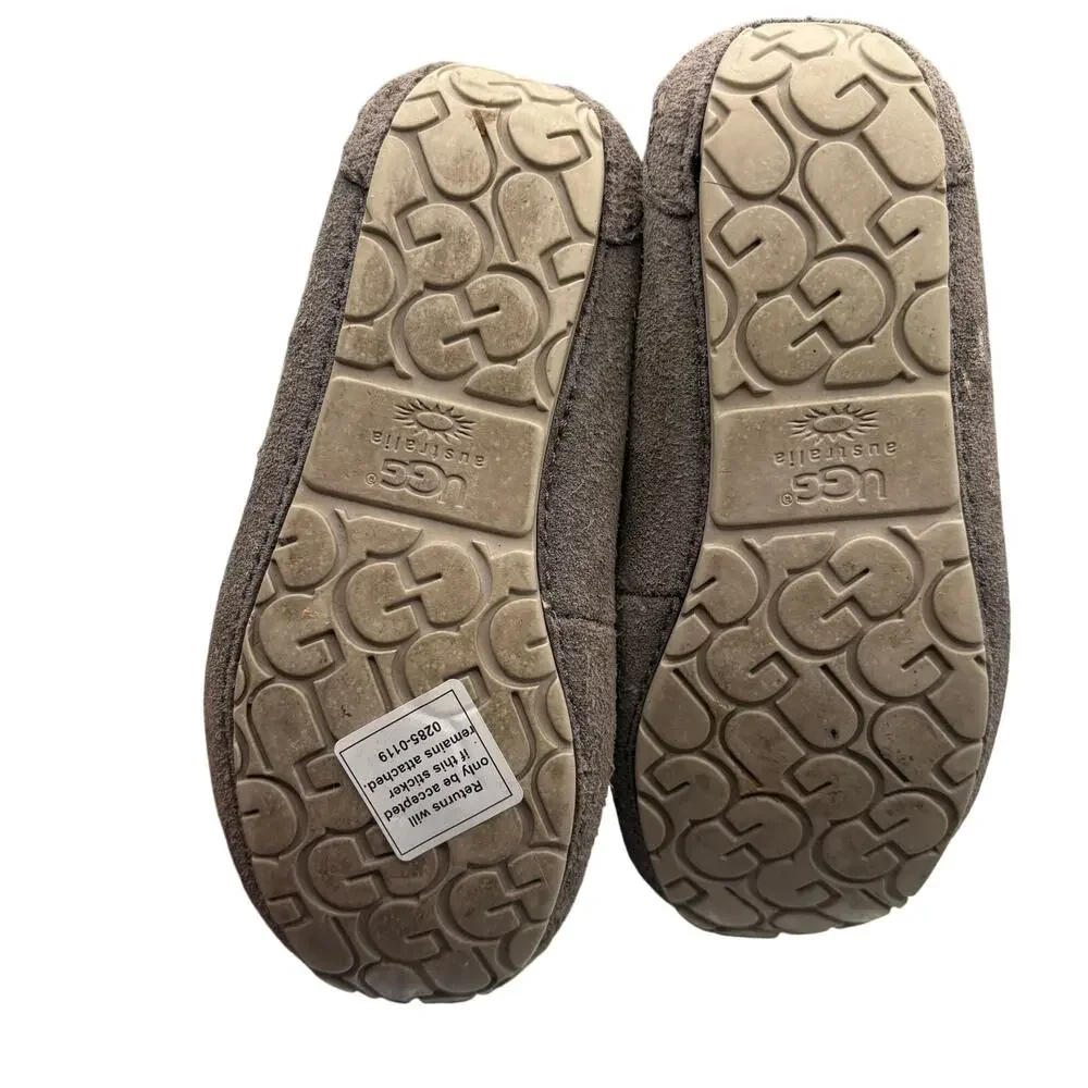 Ugg Size 10 Gray Moccasin Slippers Soft Shearling Lined Casual Comfort Warm Cozy